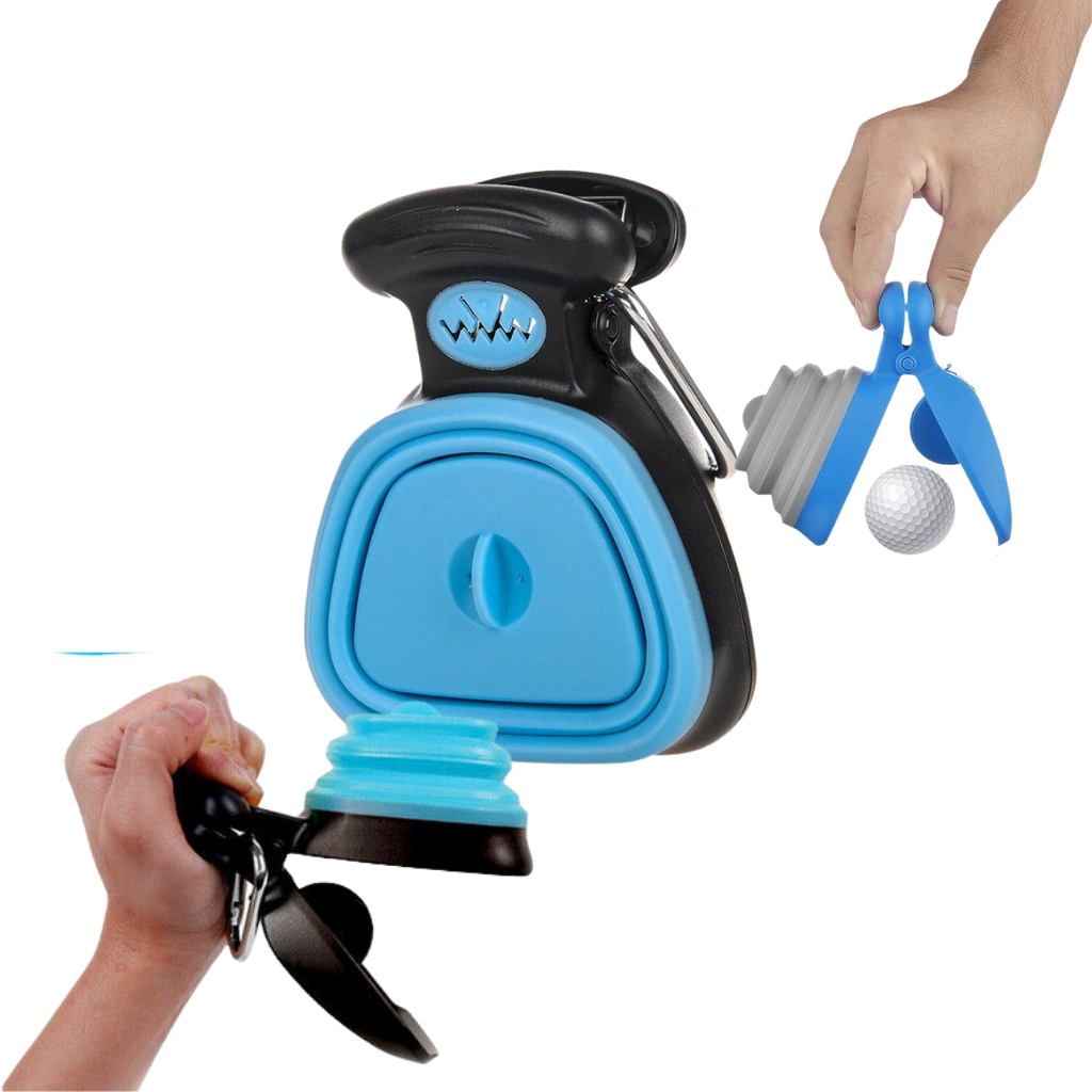 Foldable dog poop scoop with bag dispenser