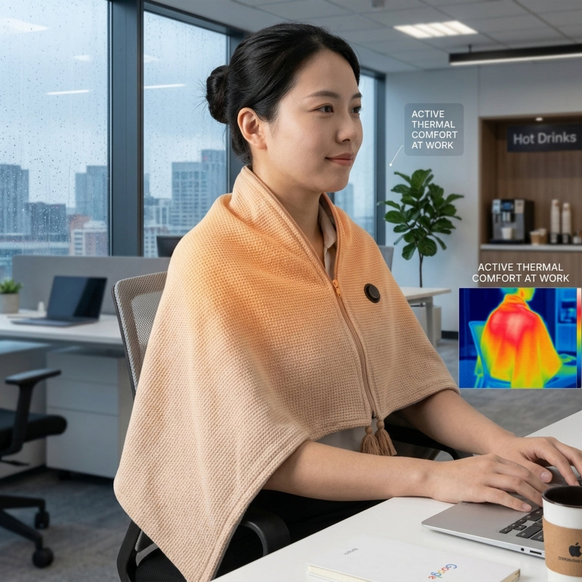 Cosy Hands-Free USB Heated Shawl - Beyond Wall Sockets - Demo Ozerty